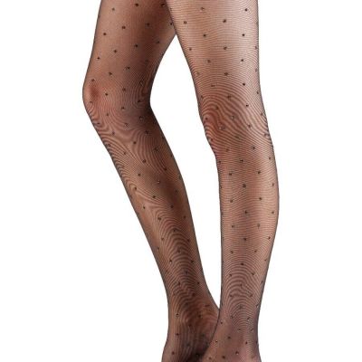 Pretty Polly Sparkle Spot Pattern Tights One Size Black/Gold - NPAYK9